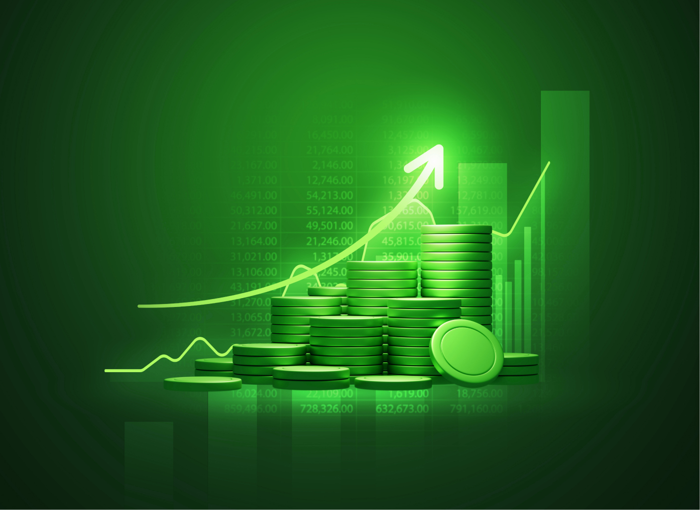 A upward profit bar-success graph